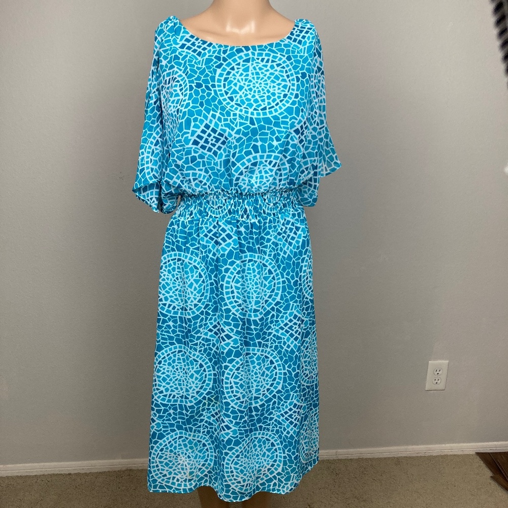 Laundry by Shelli Segal Blue Turquoise Mosaic Dress Size 4